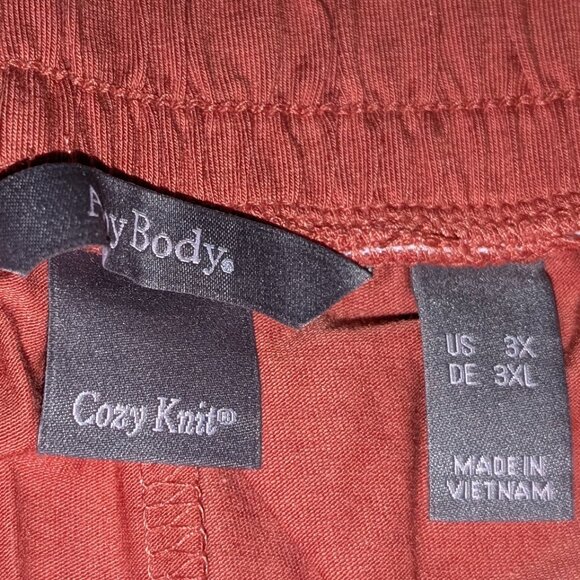 AnyBody Straight Leg Cozy Knit Ankle Pants w/ Curved Hem Drawstring Womens 3X - Picture 3 of 4